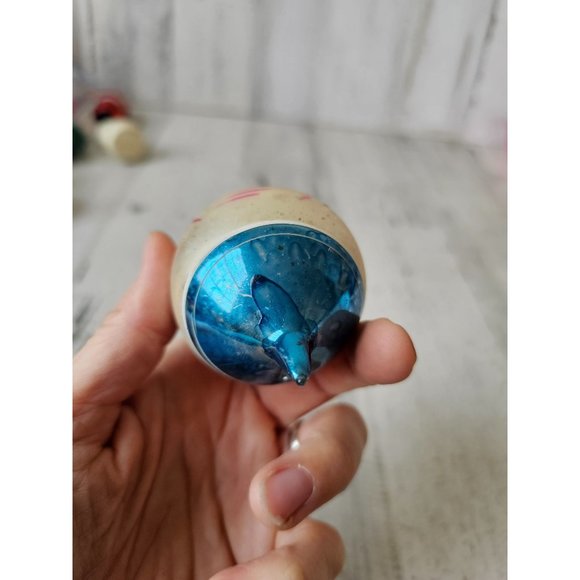 Antique Poland teardrop striped blue pink ornament Xmas Mercury glass tree - Picture 8 of 9